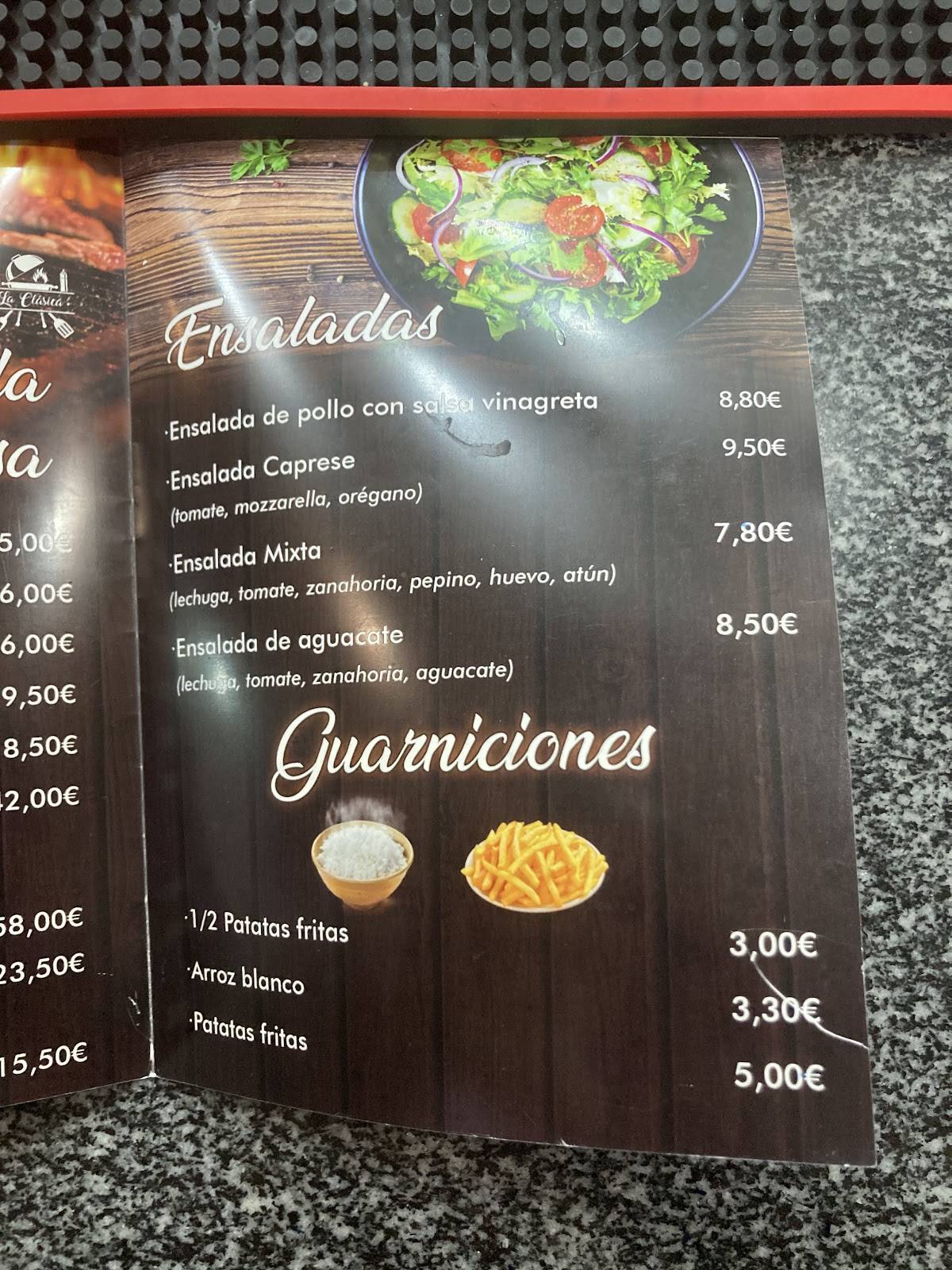 Carta de Bar & Parrilla al Carbón La Clásica, Madrid, C. del Río Ulla