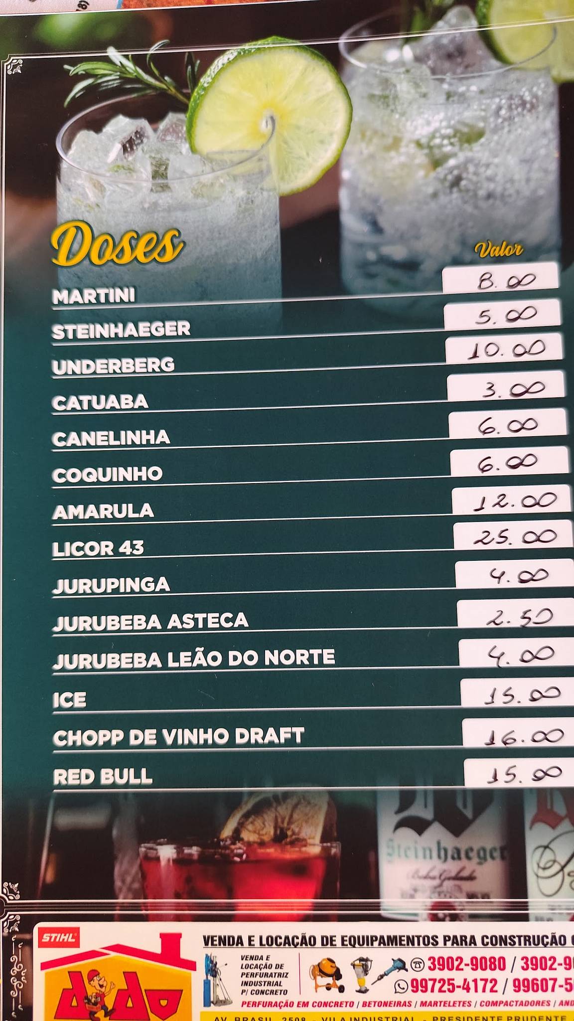 Bar do João Porquinho cardápio