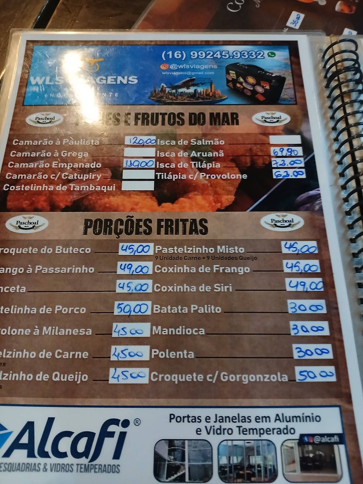 Bar do Paschoal cardápio