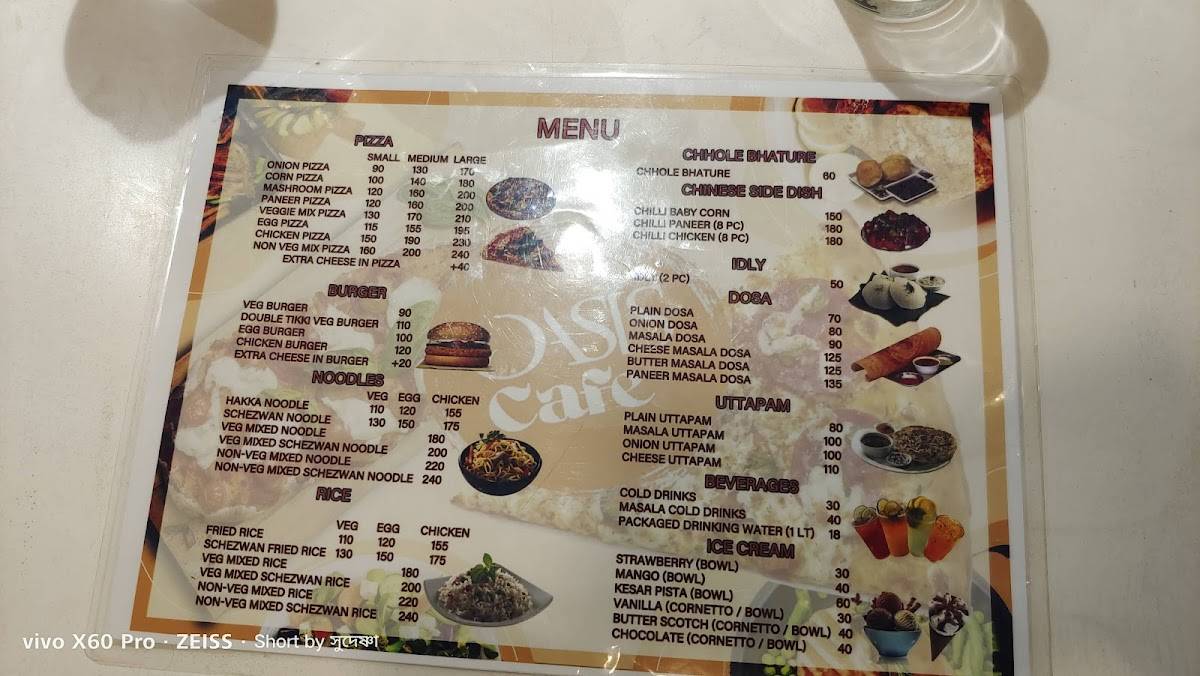 Oasis Cafe menu