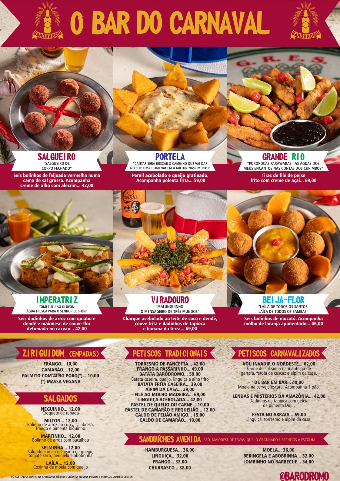 Baródromo cardápio