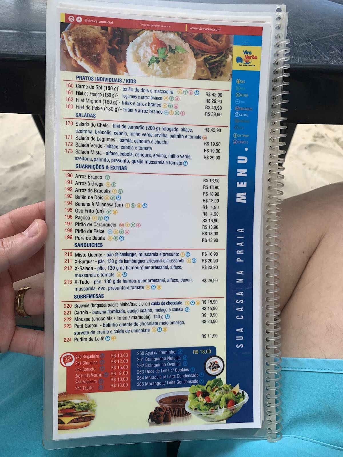 Vira Verão cardápio