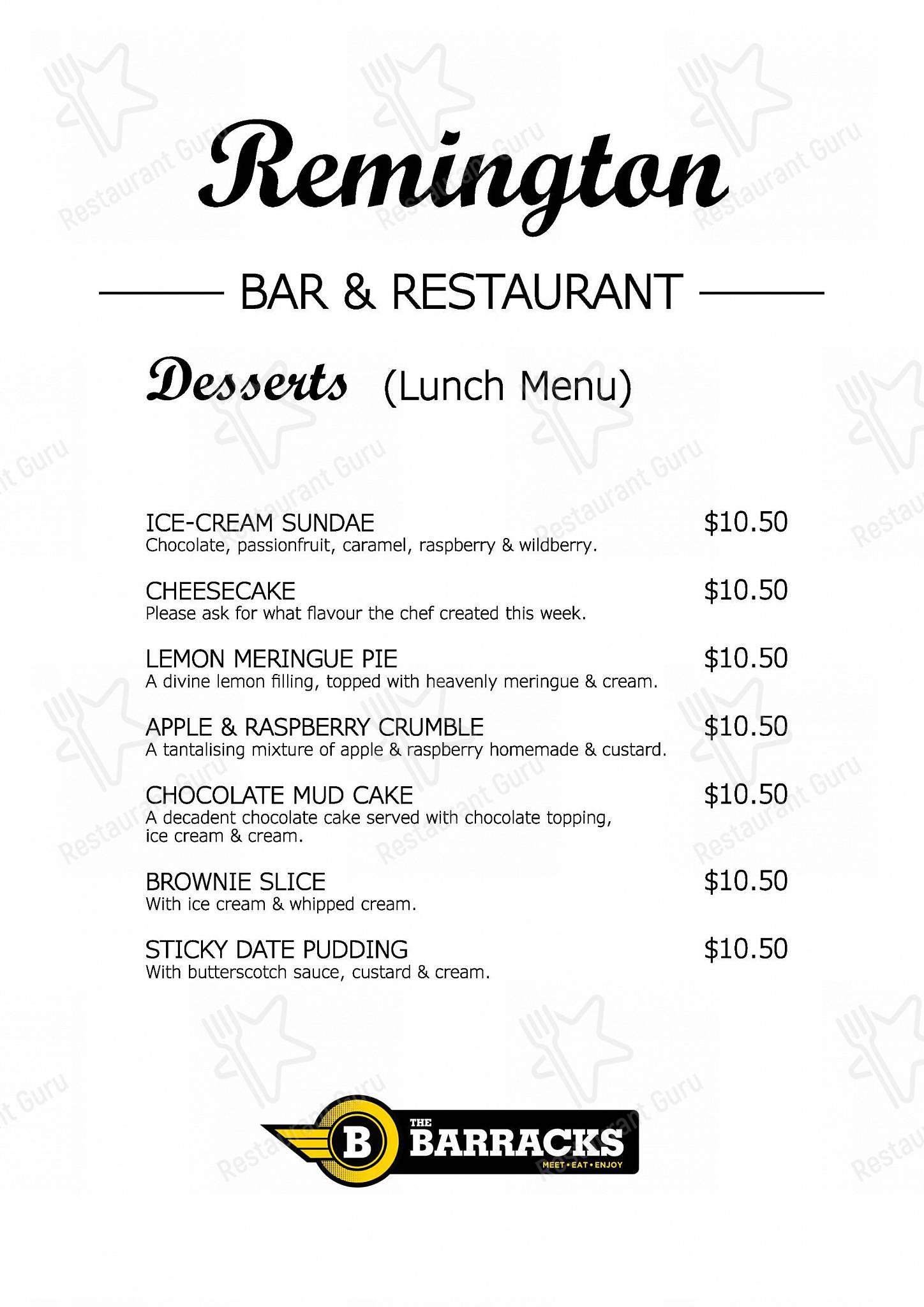 Menu at The Barracks Sports Bar Wanganui, Whanganui