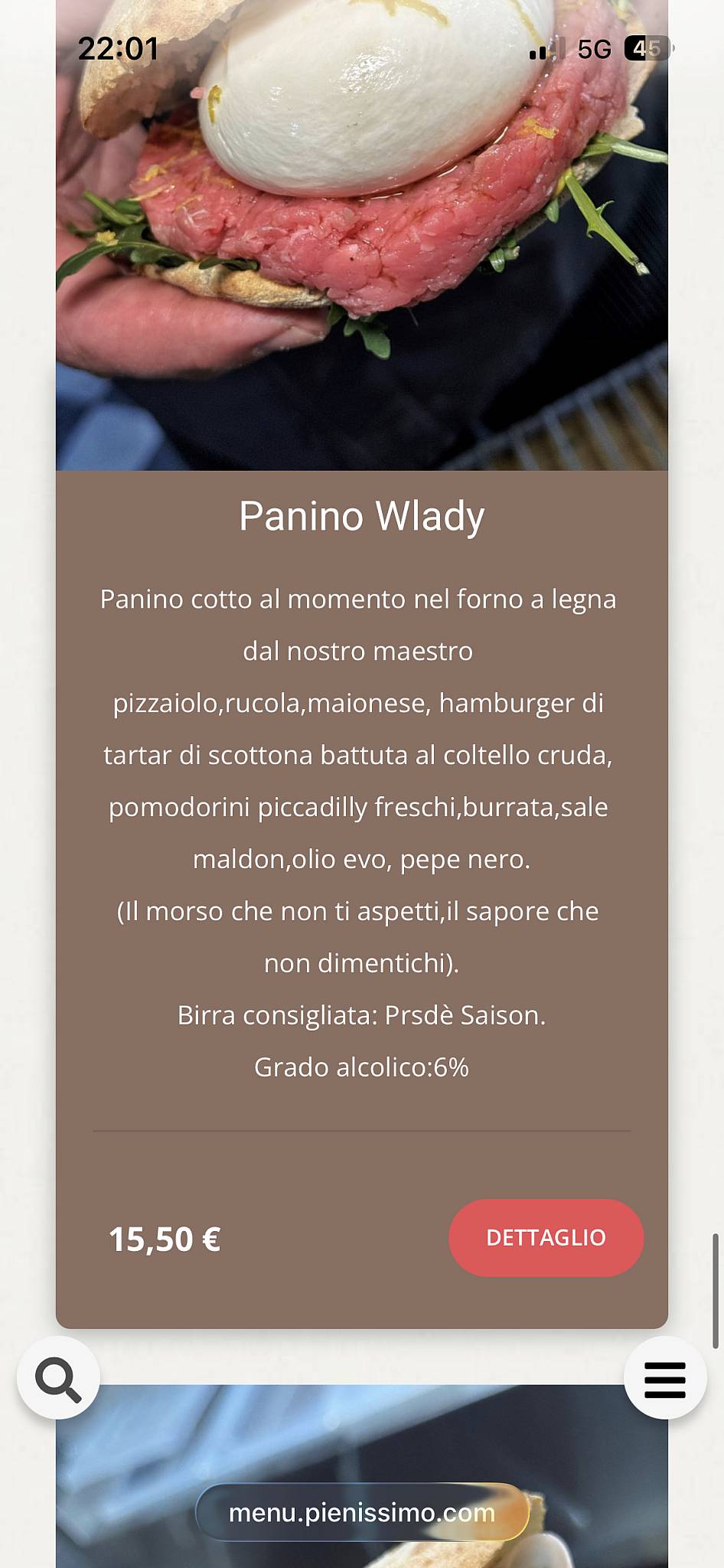 Menu di Rifugio Steakhouse 