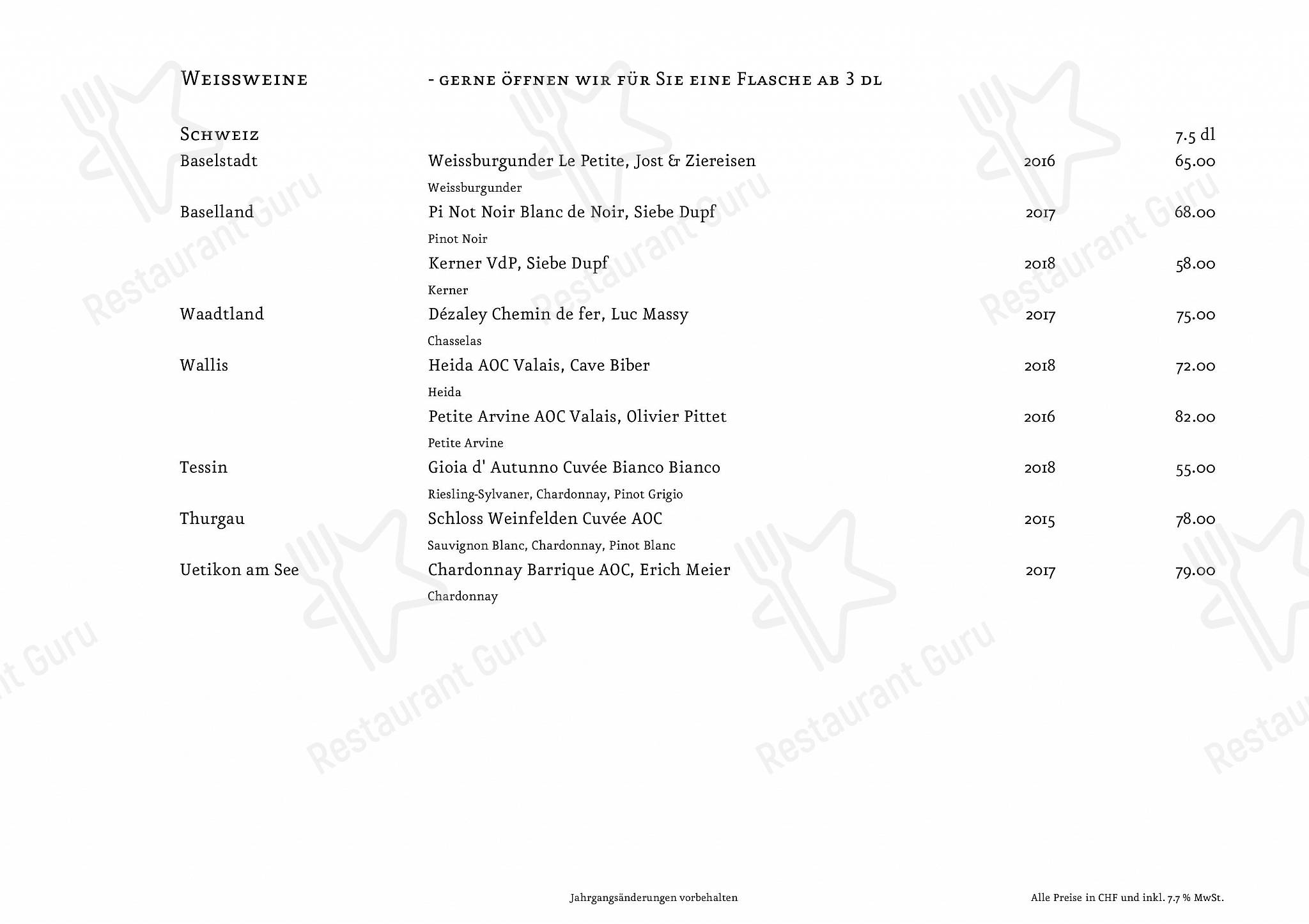 Основное меню per Consum Weinbar pub & bar