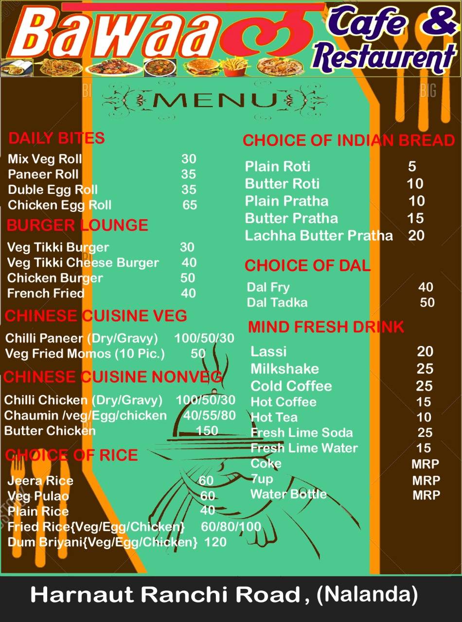 Bawaaल Cafe and Restaurant menu