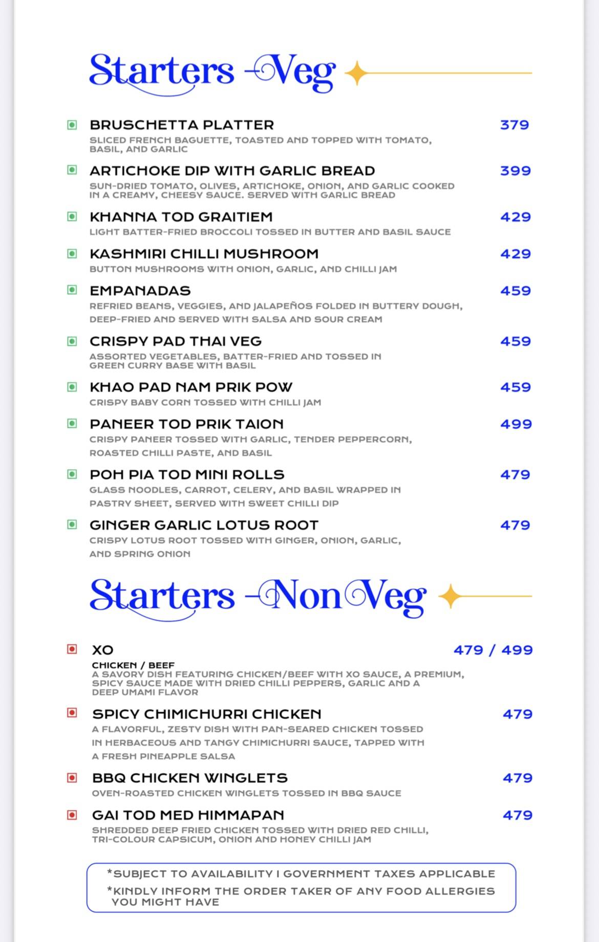 Bay 6 menu