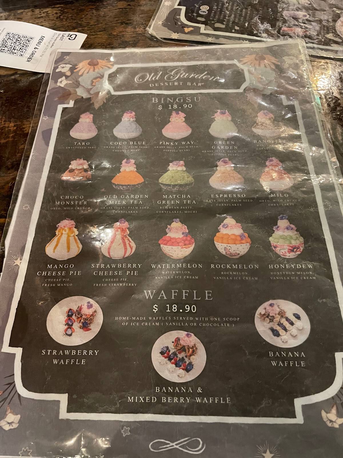 Menu at Bean Sisters Cafe, Sydney