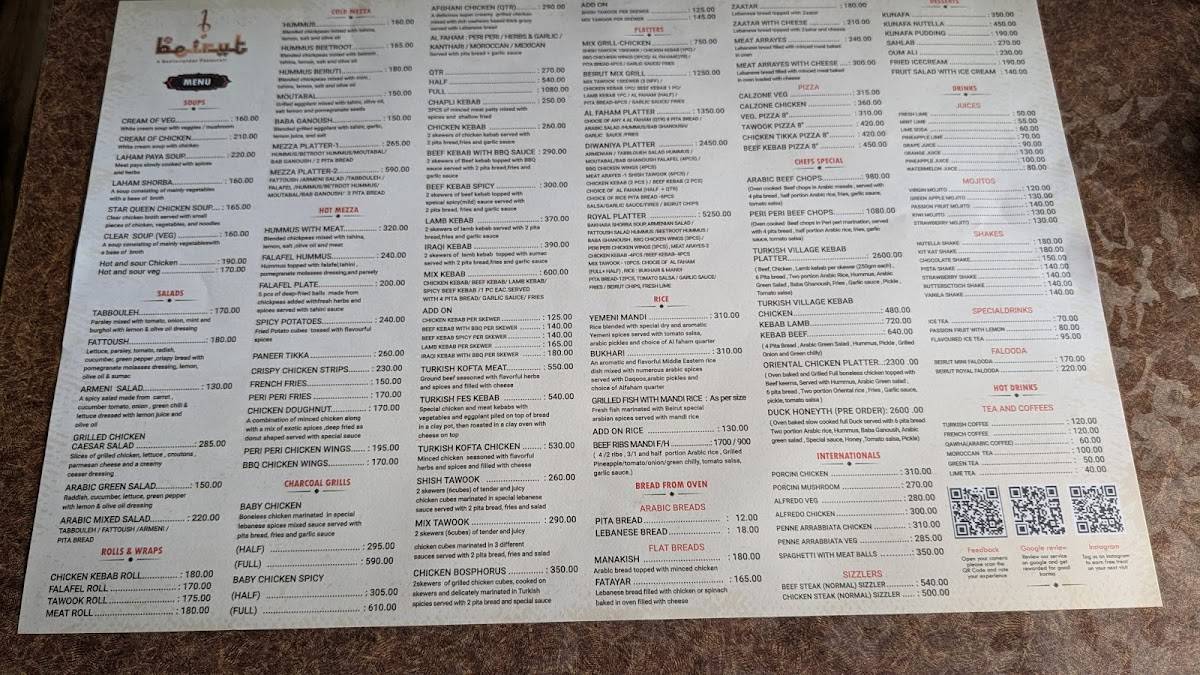 Beirut Restaurant menu