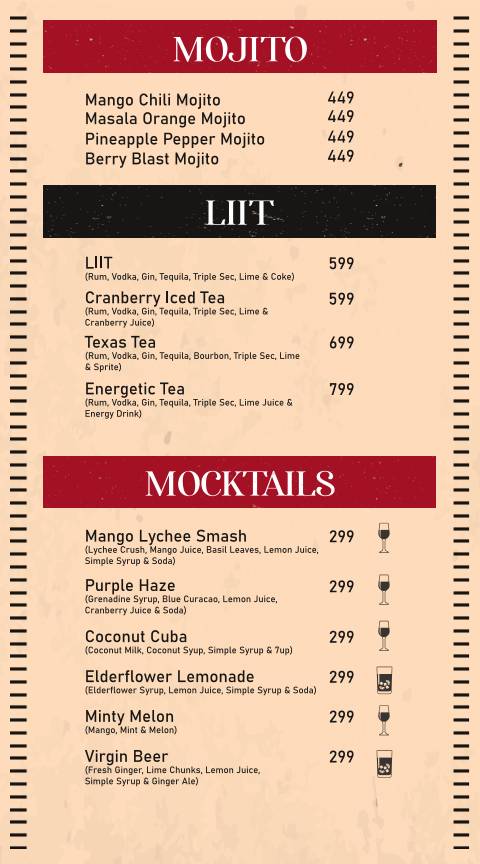 BellaVista Cafe & Skybar menu