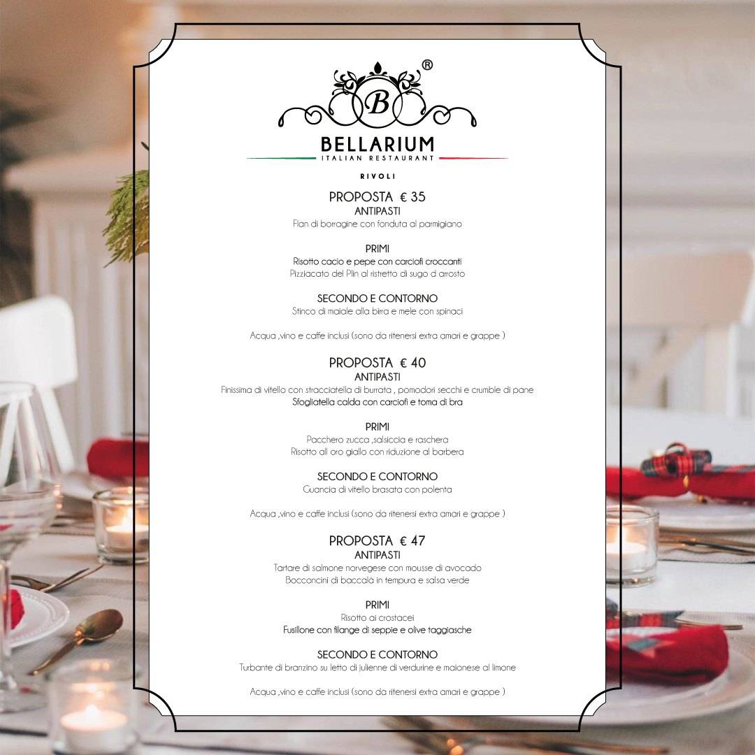Menu de Bellarium Restaurant Rivoli