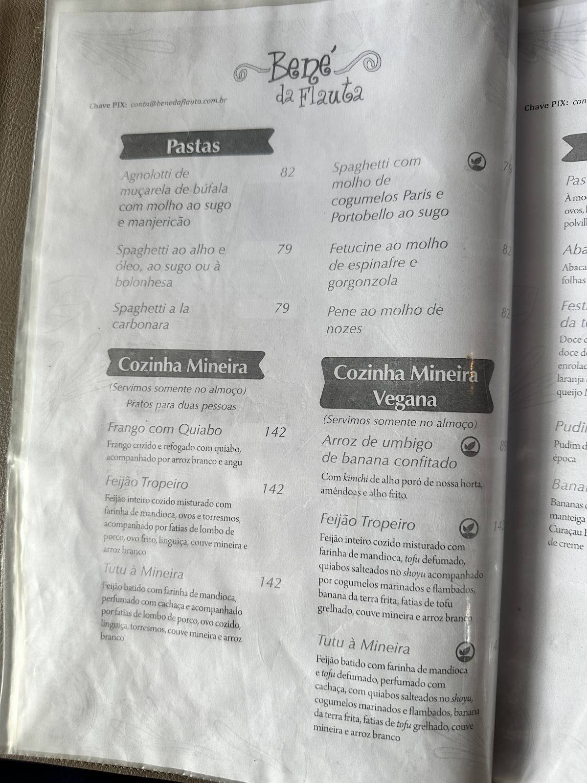Bené da Flauta cardápio