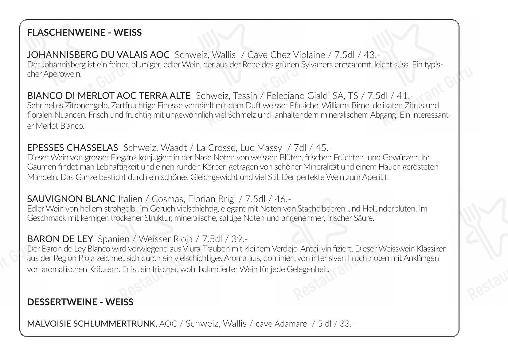 Menu di Berggasthaus Eggberge - Menu bar