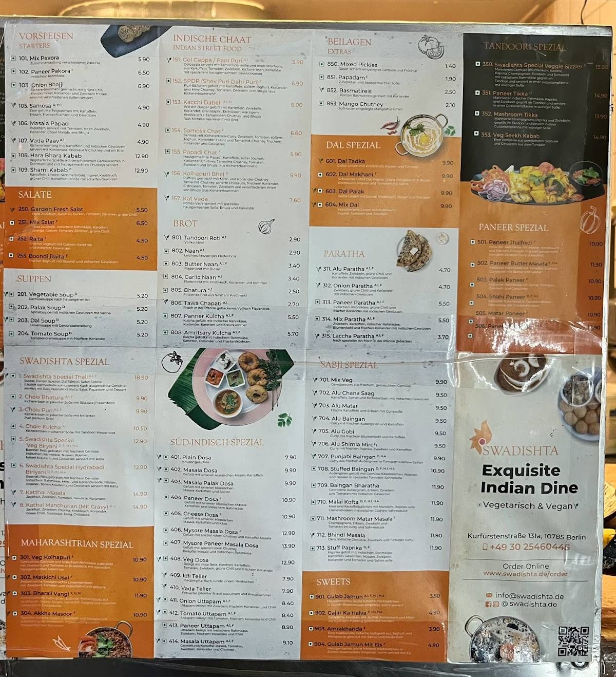 Menu de Swadishta