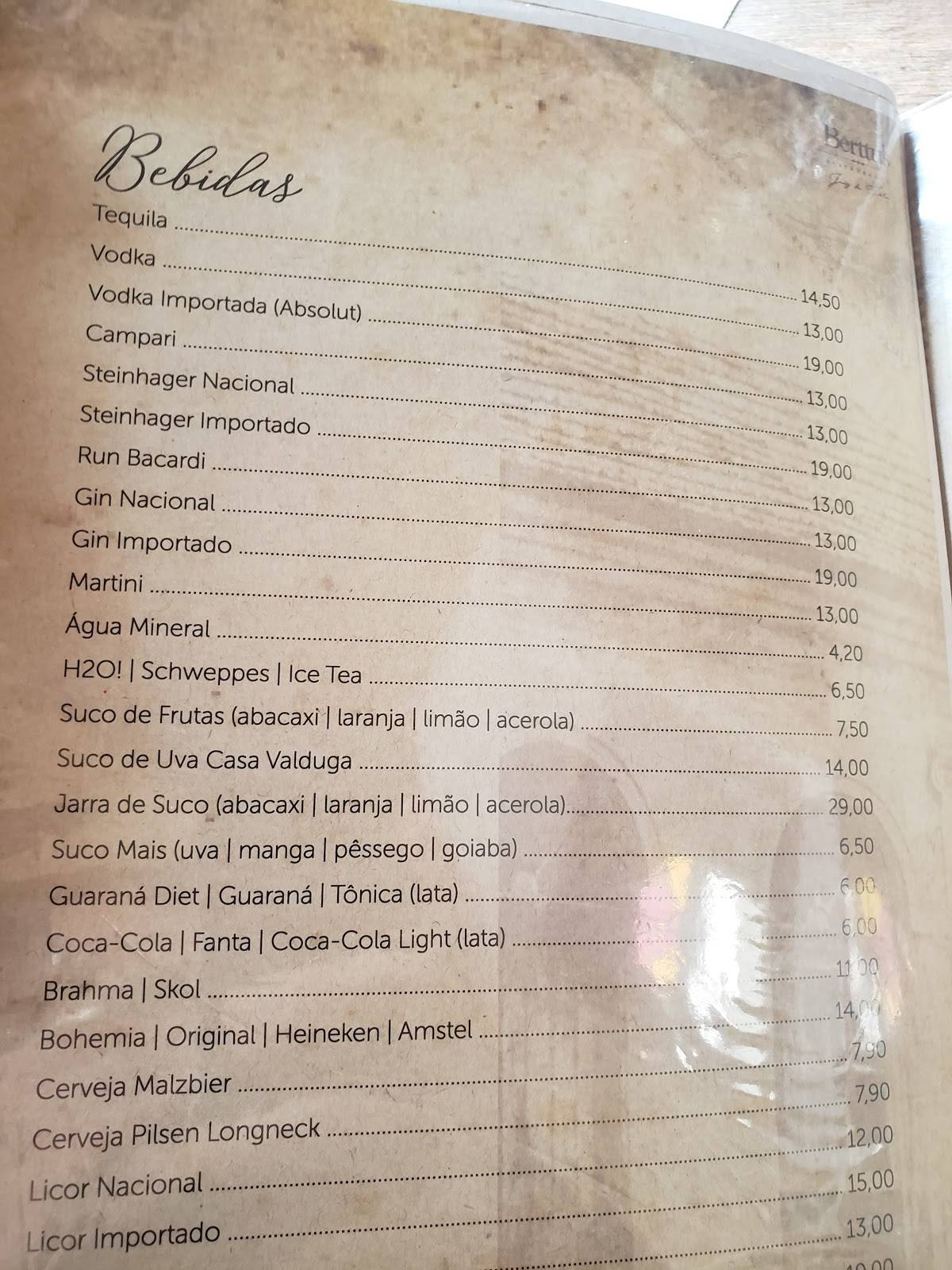 Berttu's cardápio