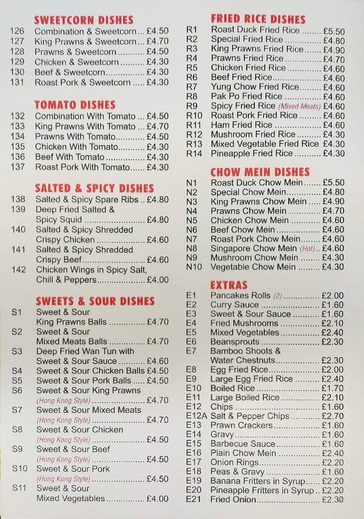 Menu at Molescroft Chinese fast food, Beverley, 49 Woodhall Way