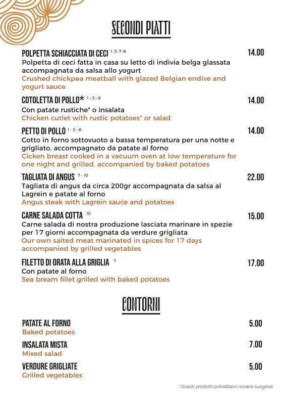 Menu di Bicigrill Rovereto 