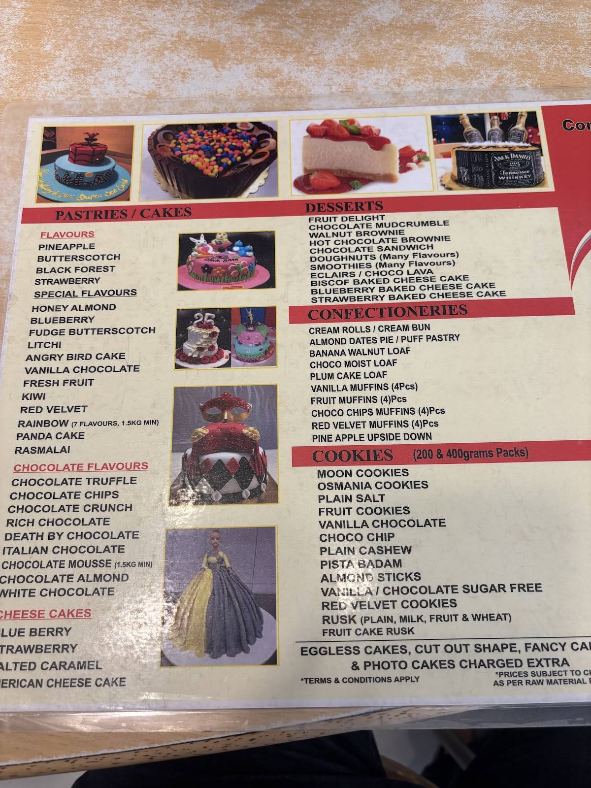 Big Byte Bakers menu