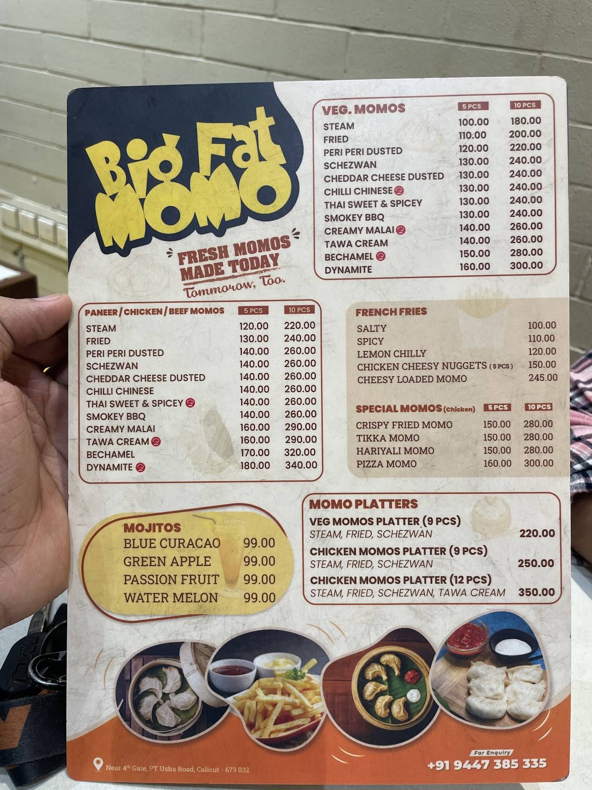 Big Fat Momo Calicut menu