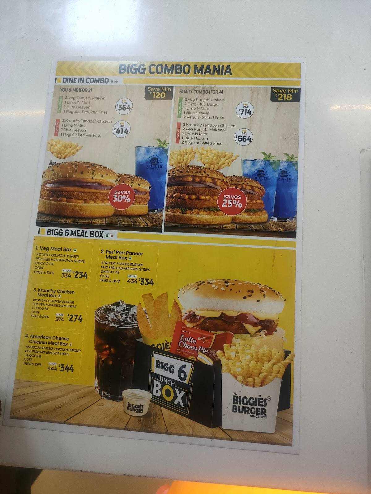 Biggies Burger: Besant Nagar menu