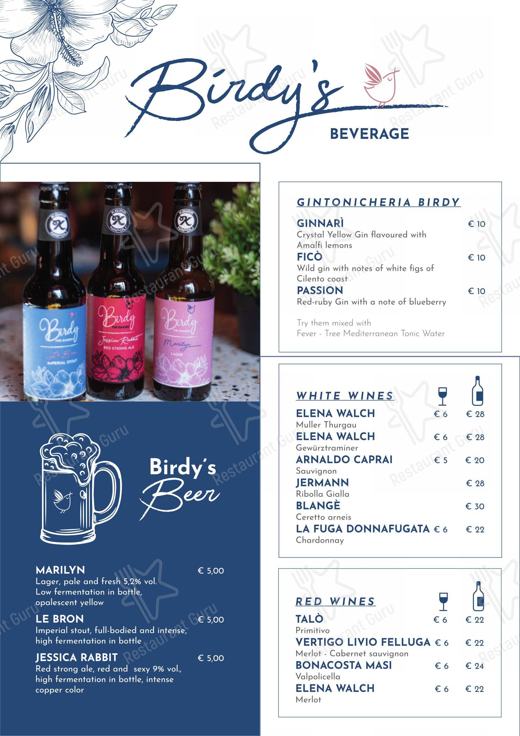 Menu bar per Birdy The Bakery - Portici pub & bar
