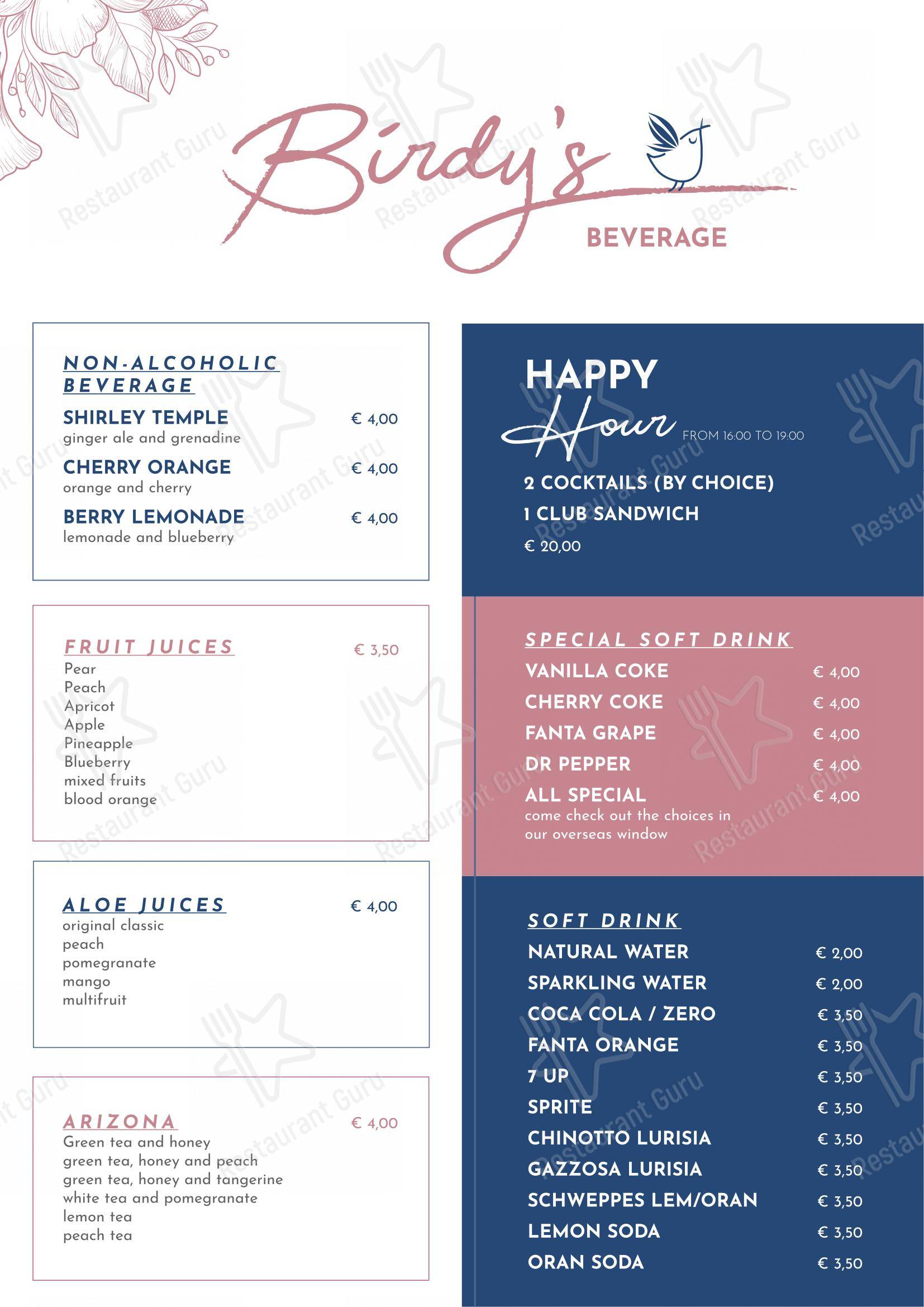 Menu bar per Birdy The Bakery - Portici pub & bar