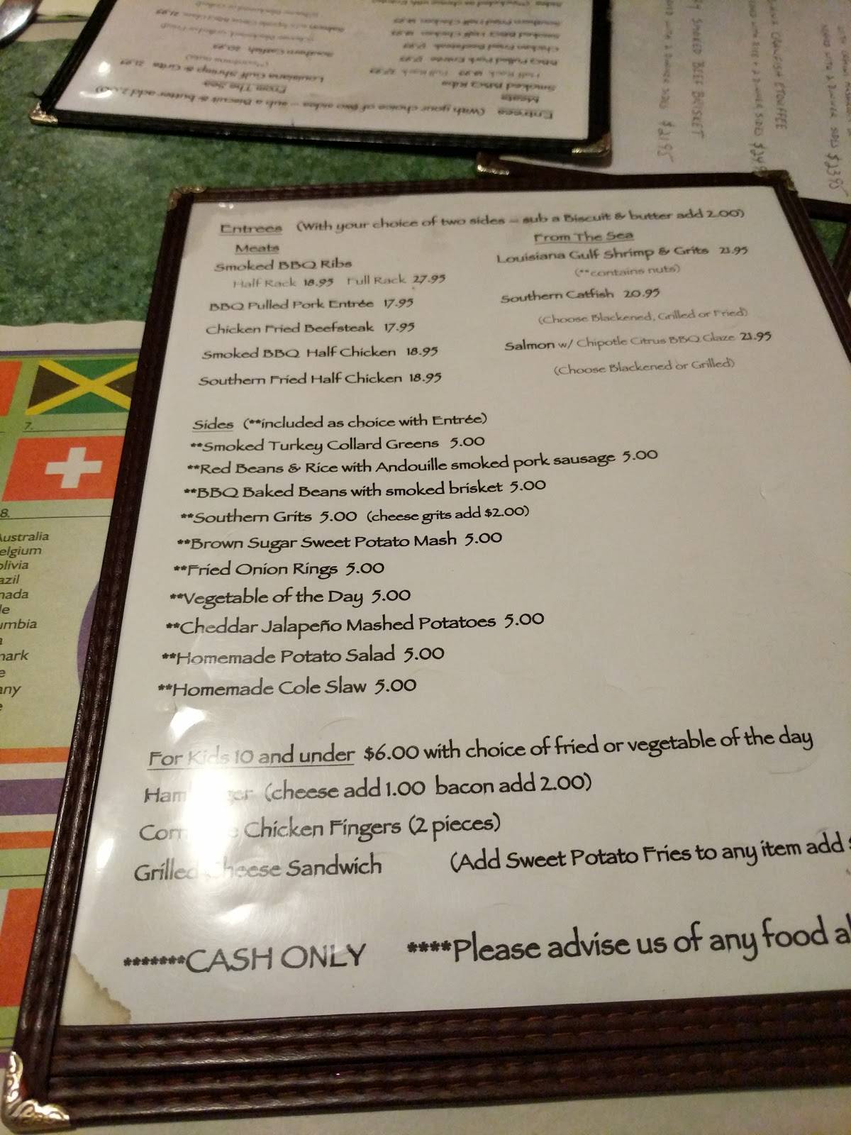 Menu at Biscuits & Barbeque, Mineola