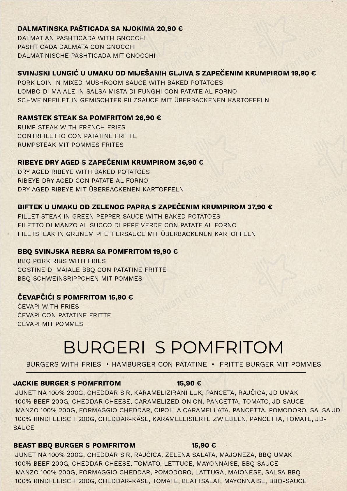 Menu di Bistro Rosmarino - piatti e bevande