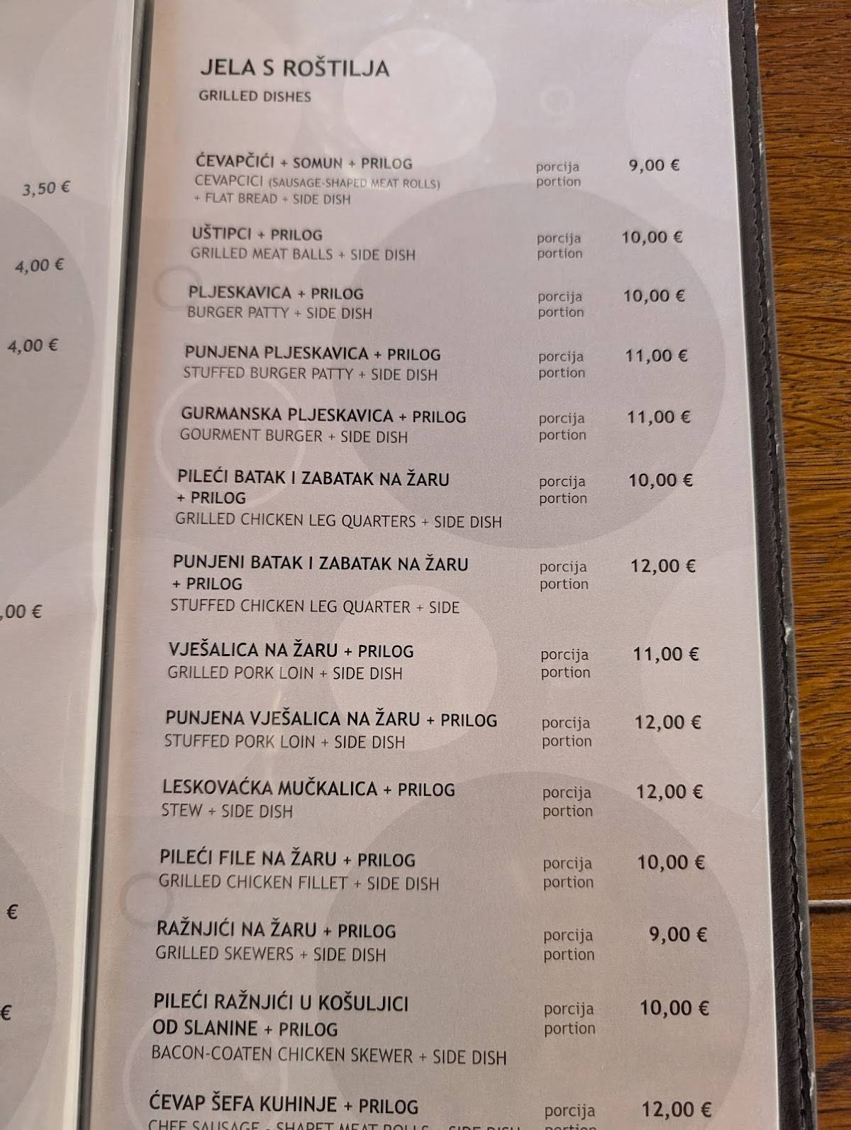 Menu di Bistro Vagabundo 