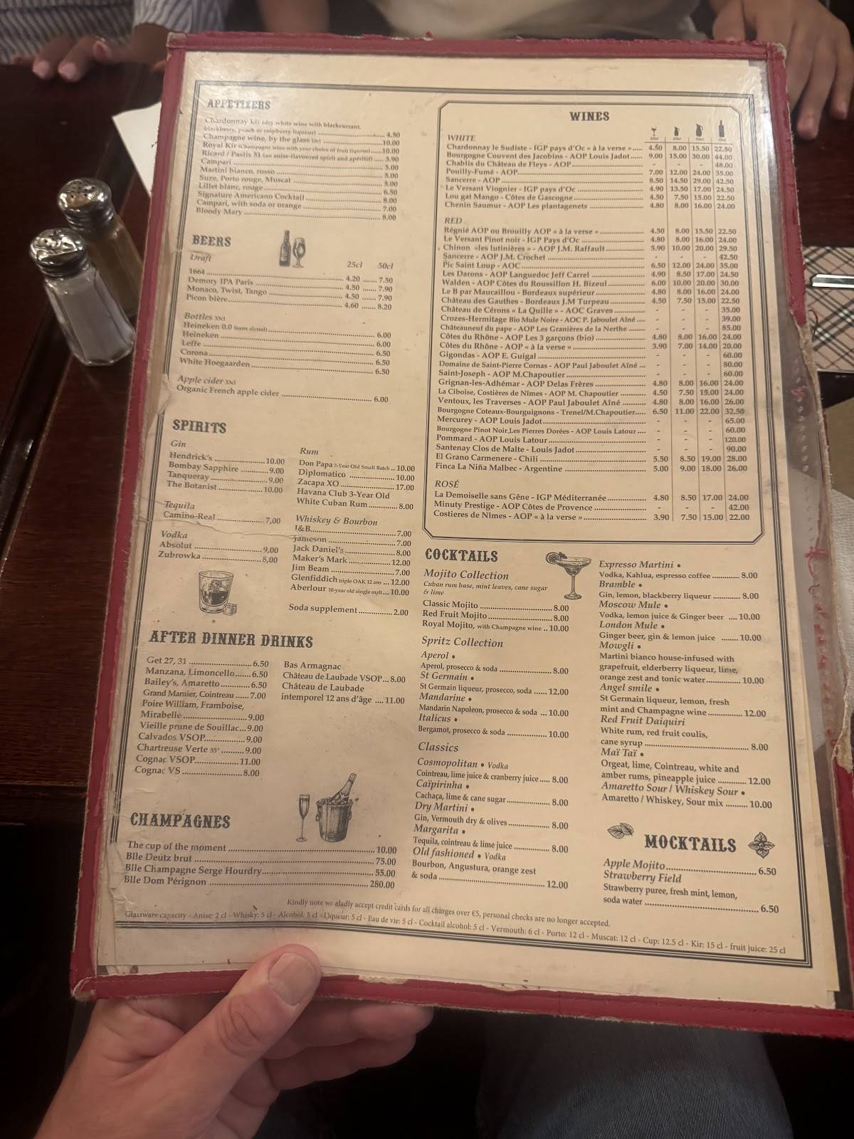 Menu de Bistrot Victoires