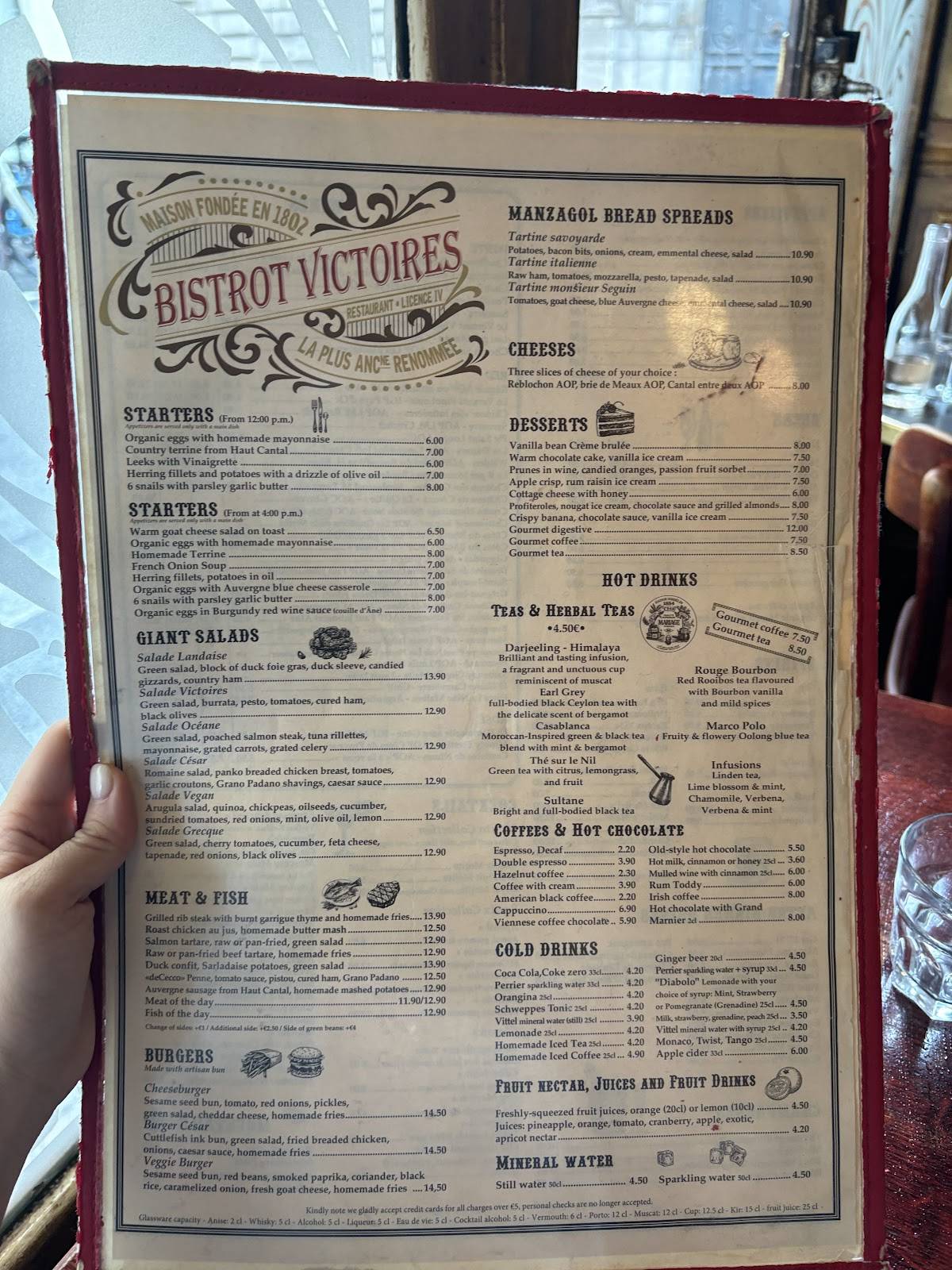 Menu de Bistrot Victoires