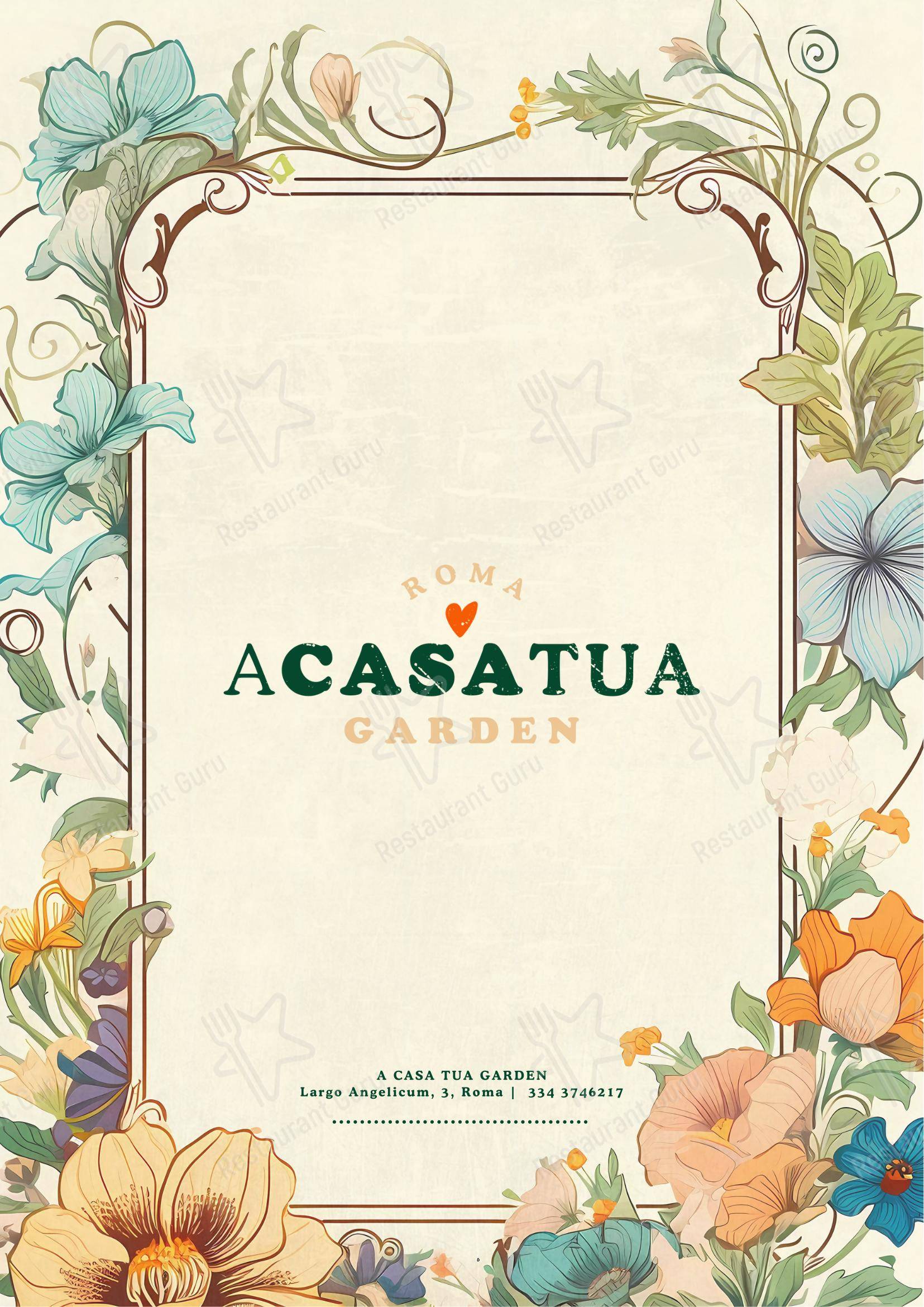 Menu bar per A Casa Tua ristorante