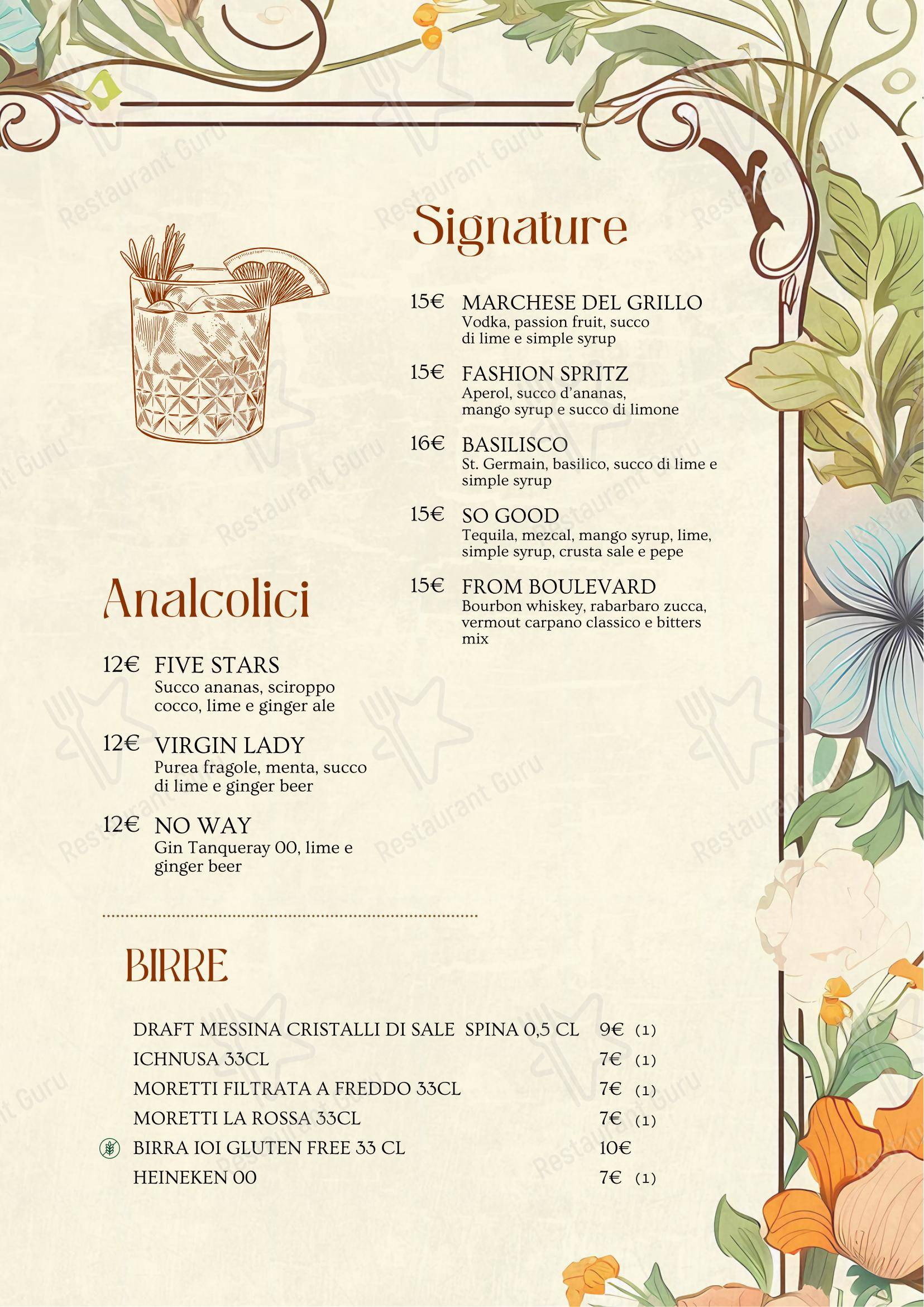 Menu di A Casa Tua - Menu bar