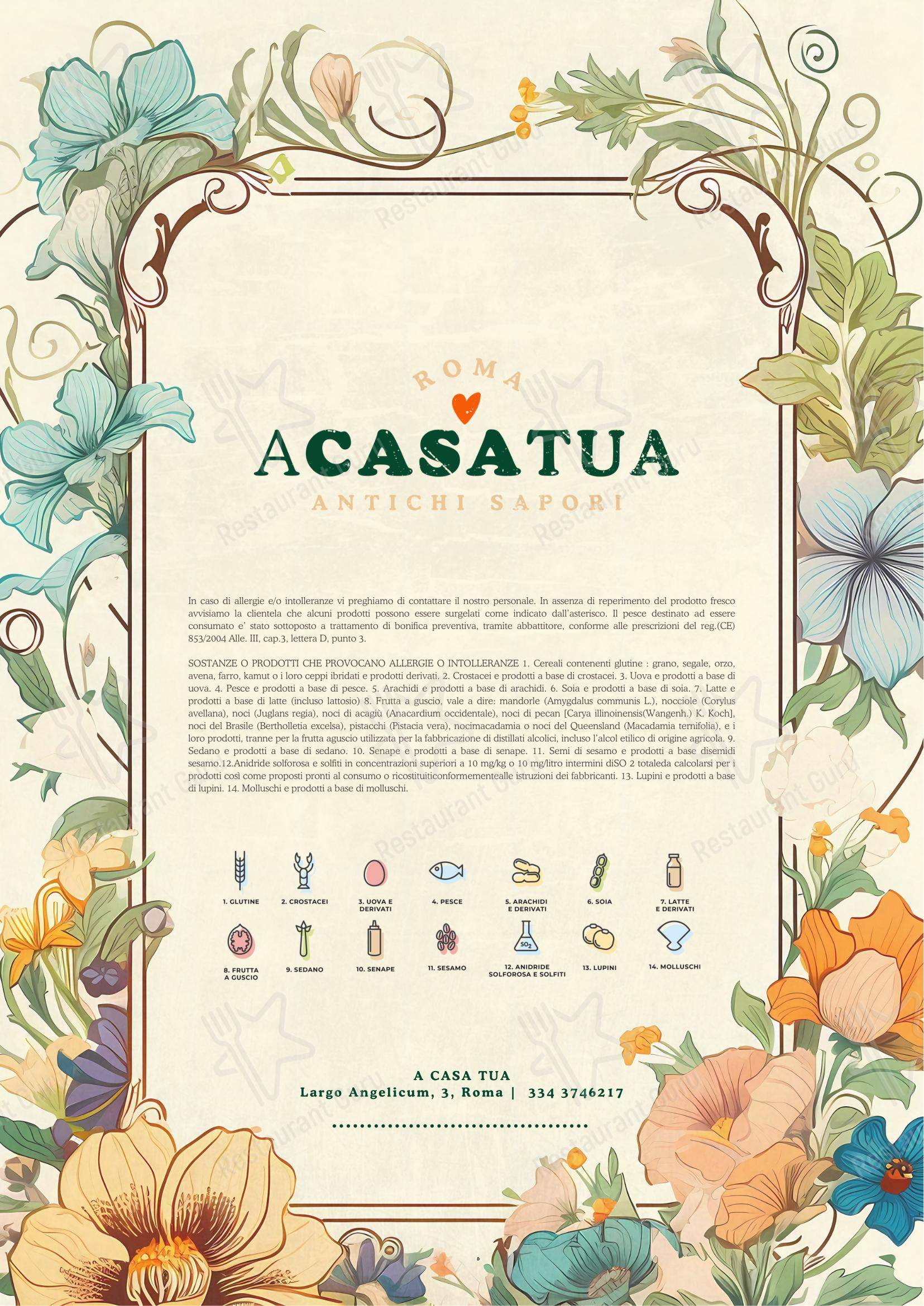 Menu di A Casa Tua - Menu