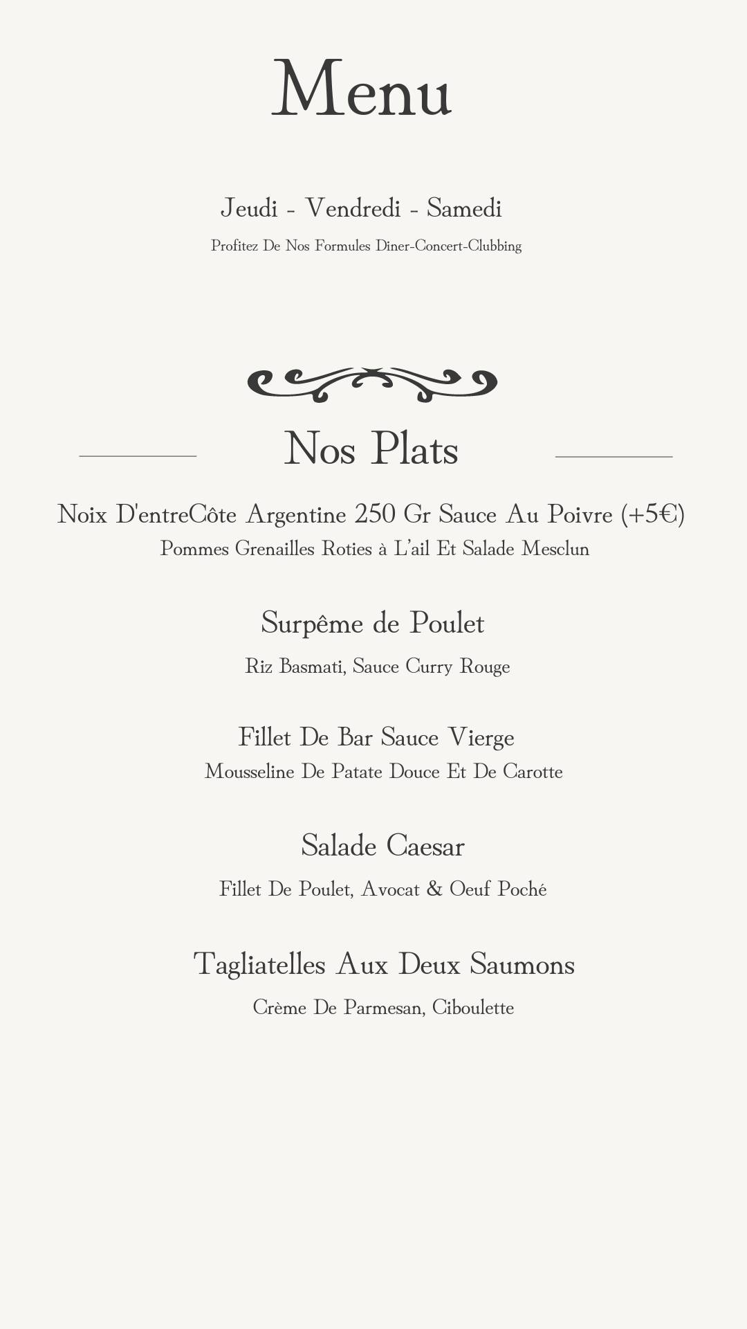 Menu de Bizz'art