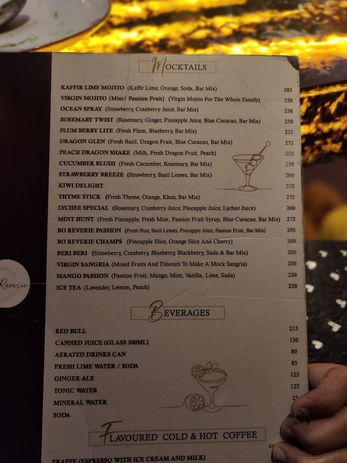 Bo Reverie Best Pure Veg Restaurant and Lounge menu