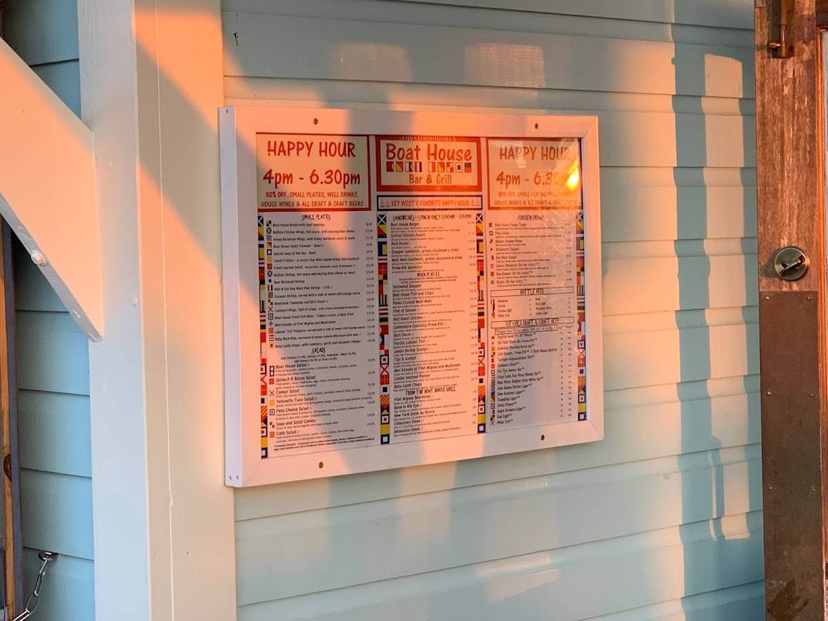 Menu at Boat House Bar & Grill, Key West, 220 Margaret Street