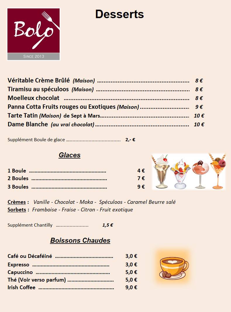 Menu de Bolo