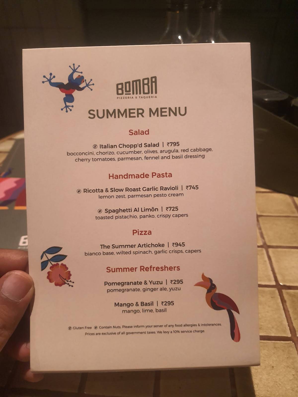 Bomba - Pizzeria & Taqueria Chattarpur menu