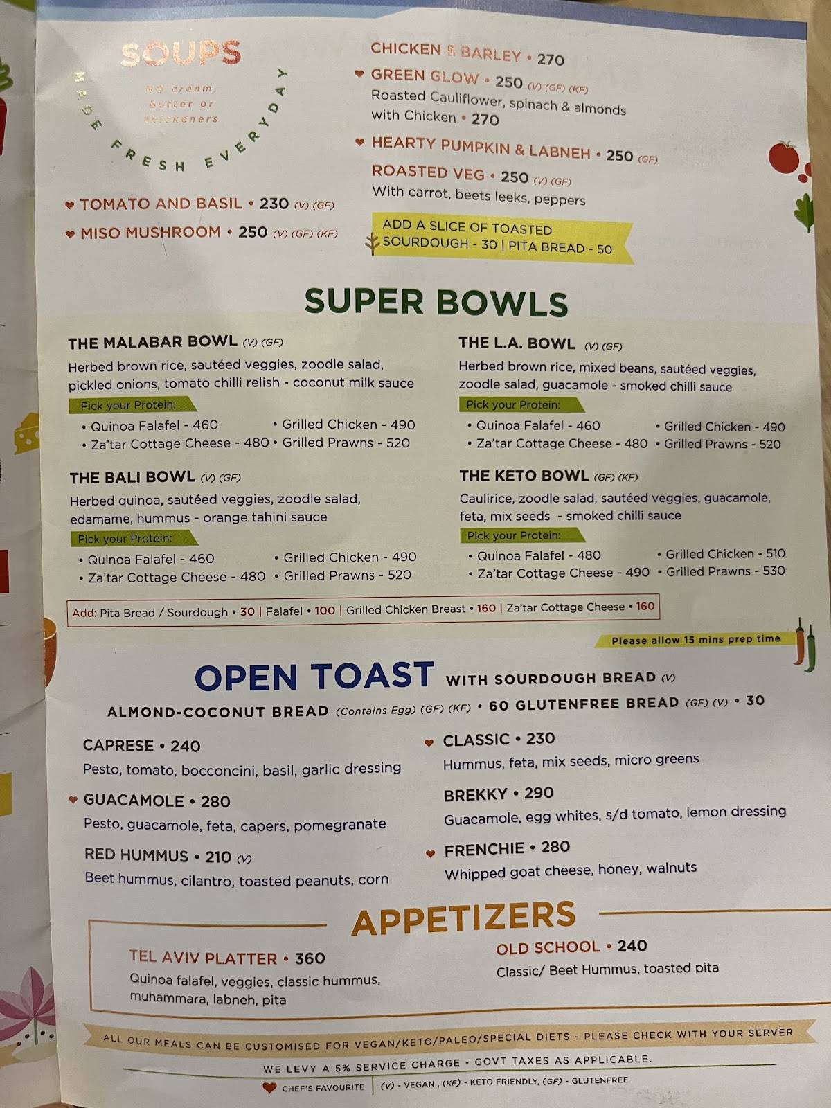 Bombay Salad Co. menu