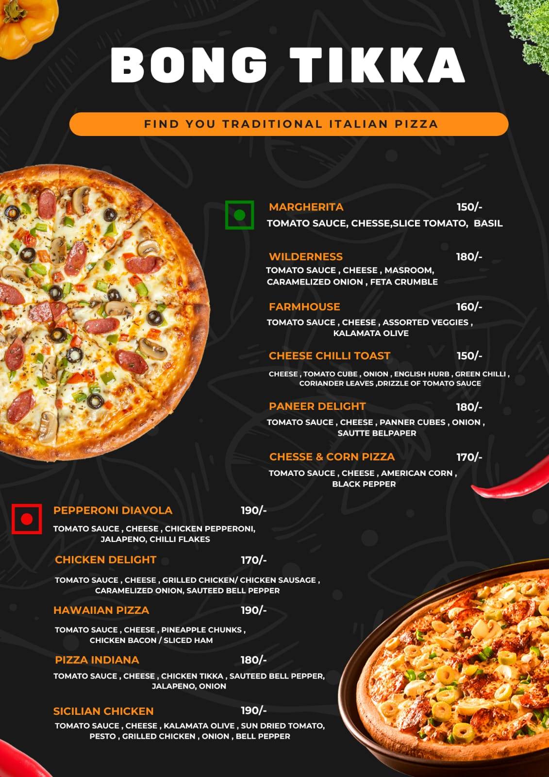 Bong tikka menu