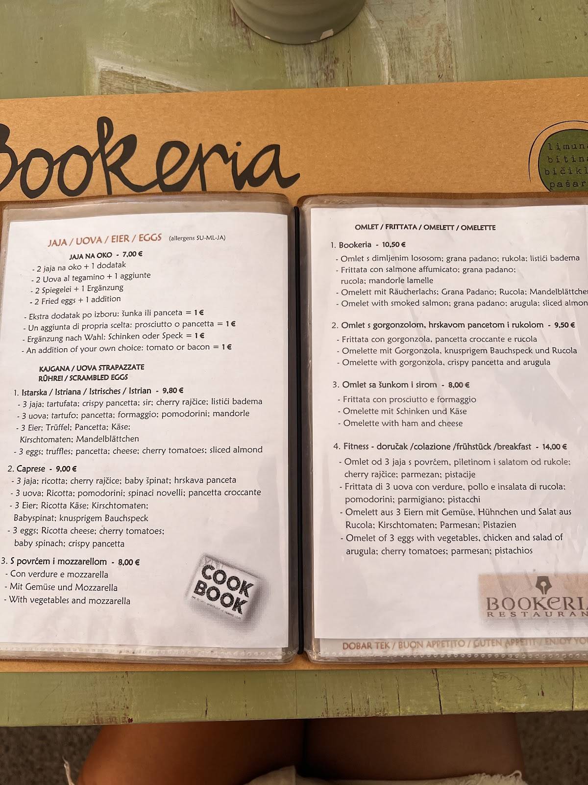 Menu di Bookeria 
