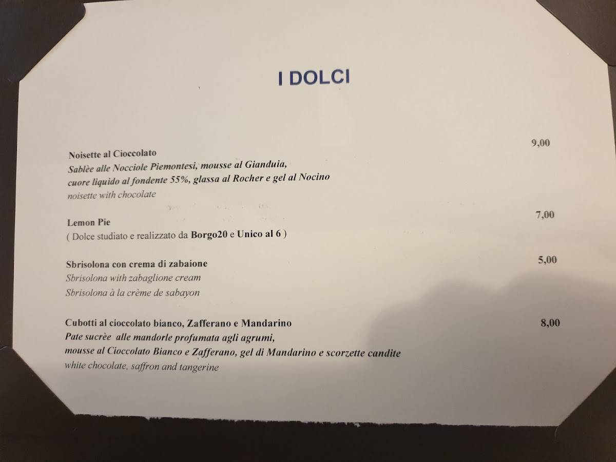 Menu di Borgo 20 Ristorante Gourmet nel Centro di Parma – Accanto al Duomo 