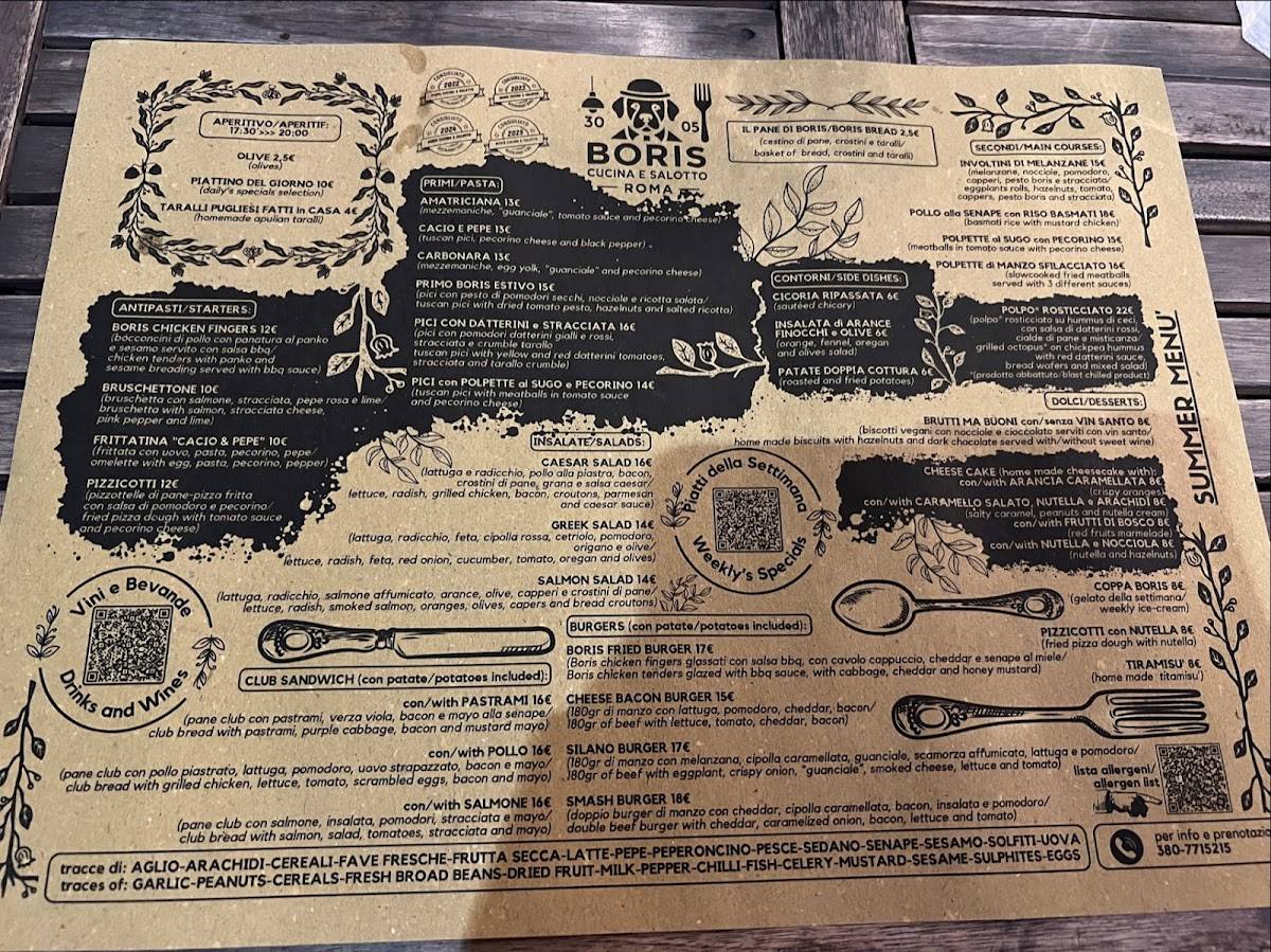 Menu di Boris Cucina & Salotto 
