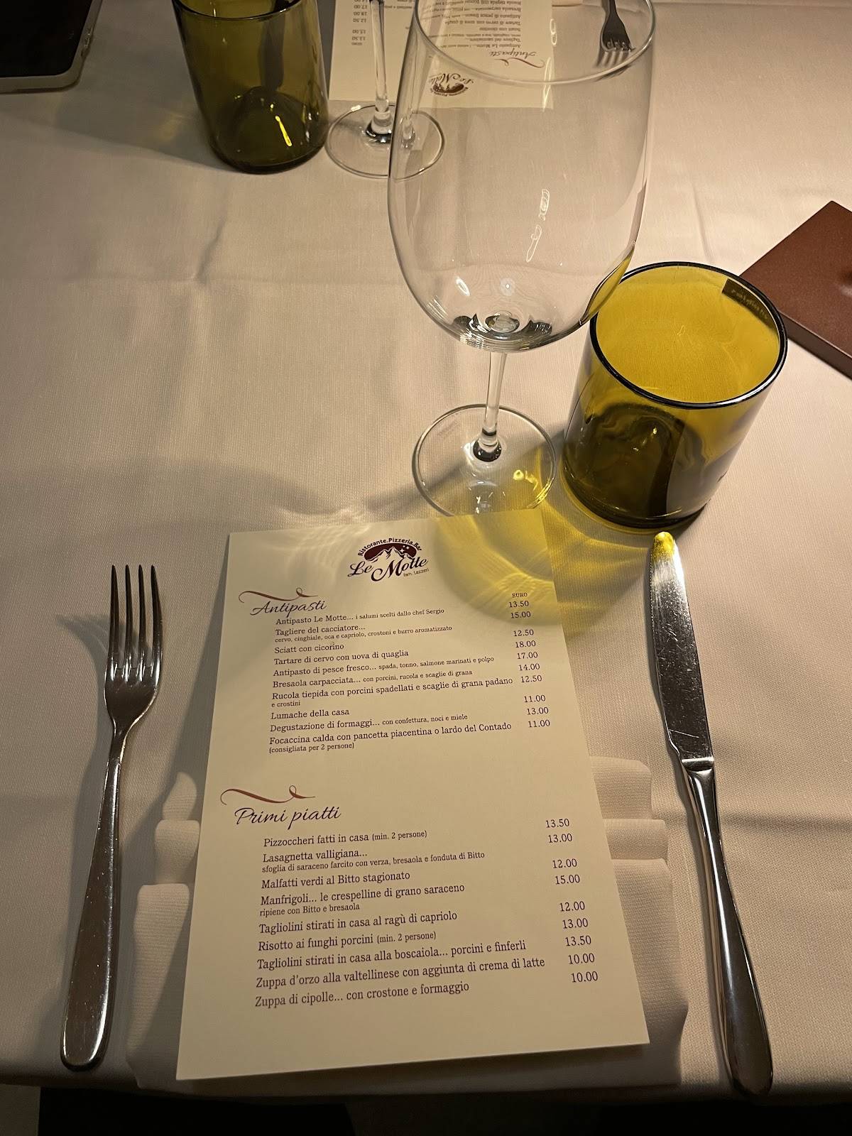 Menu di Ristorante Le Motte 