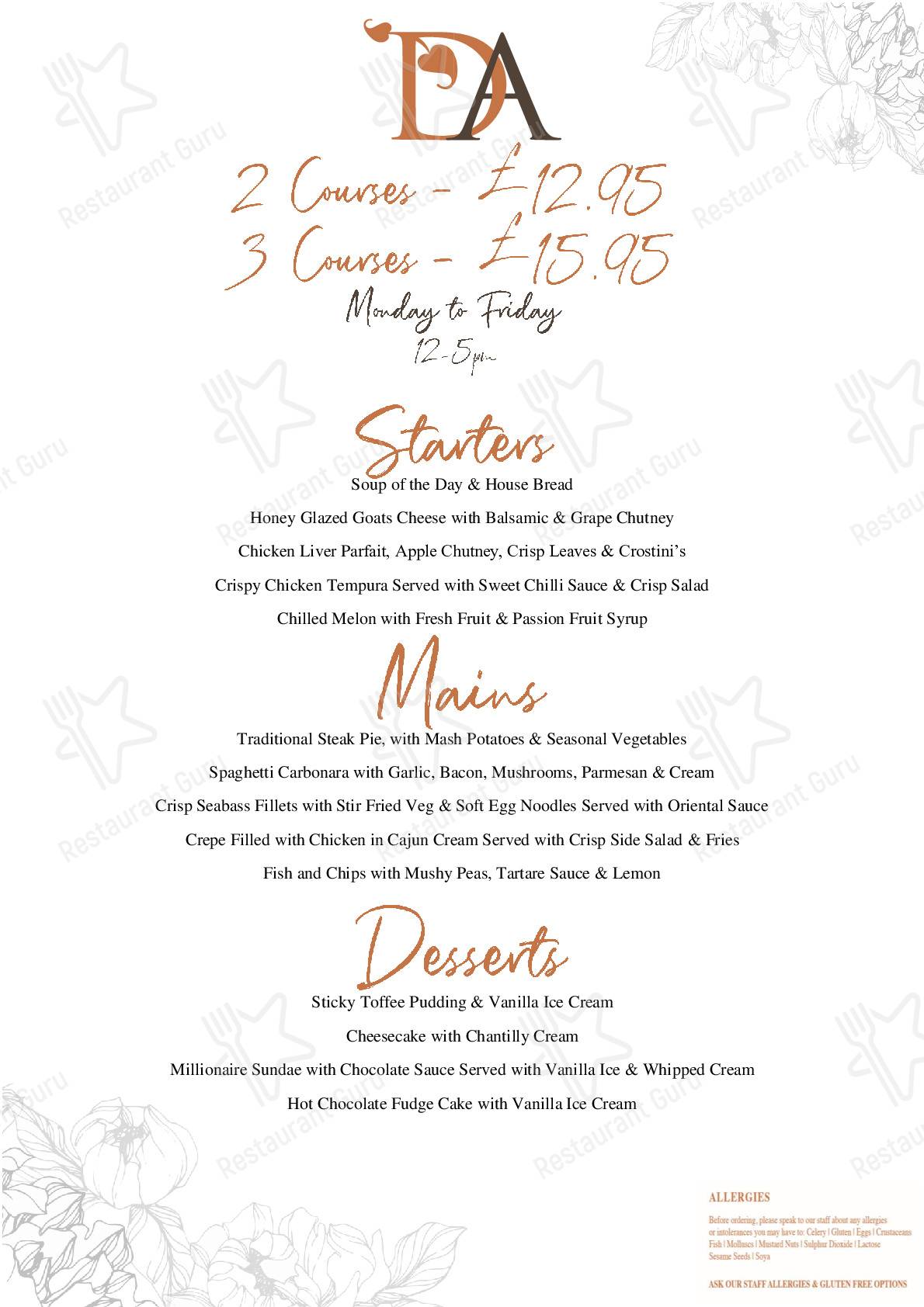 Menu at Boswell's Coach House cafe, Ochiltree