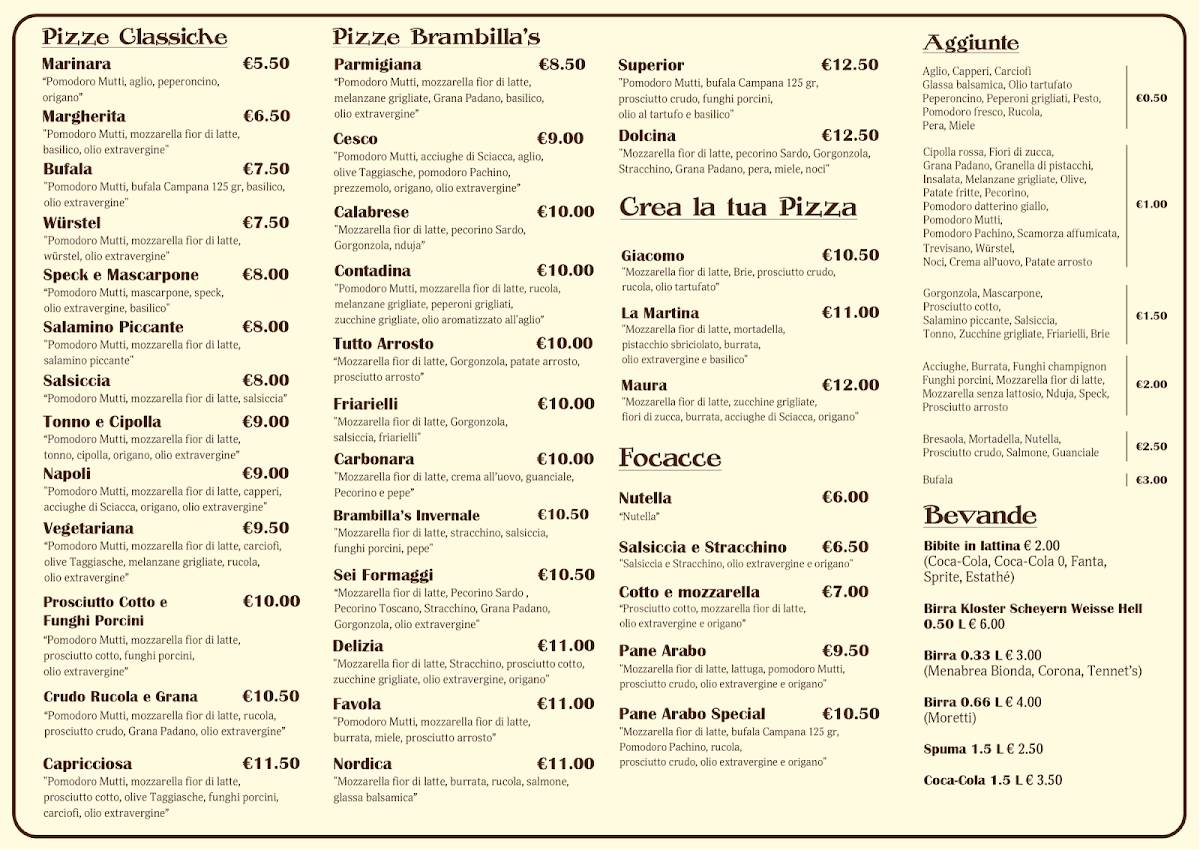 Menu di Brambilla's Delivery 