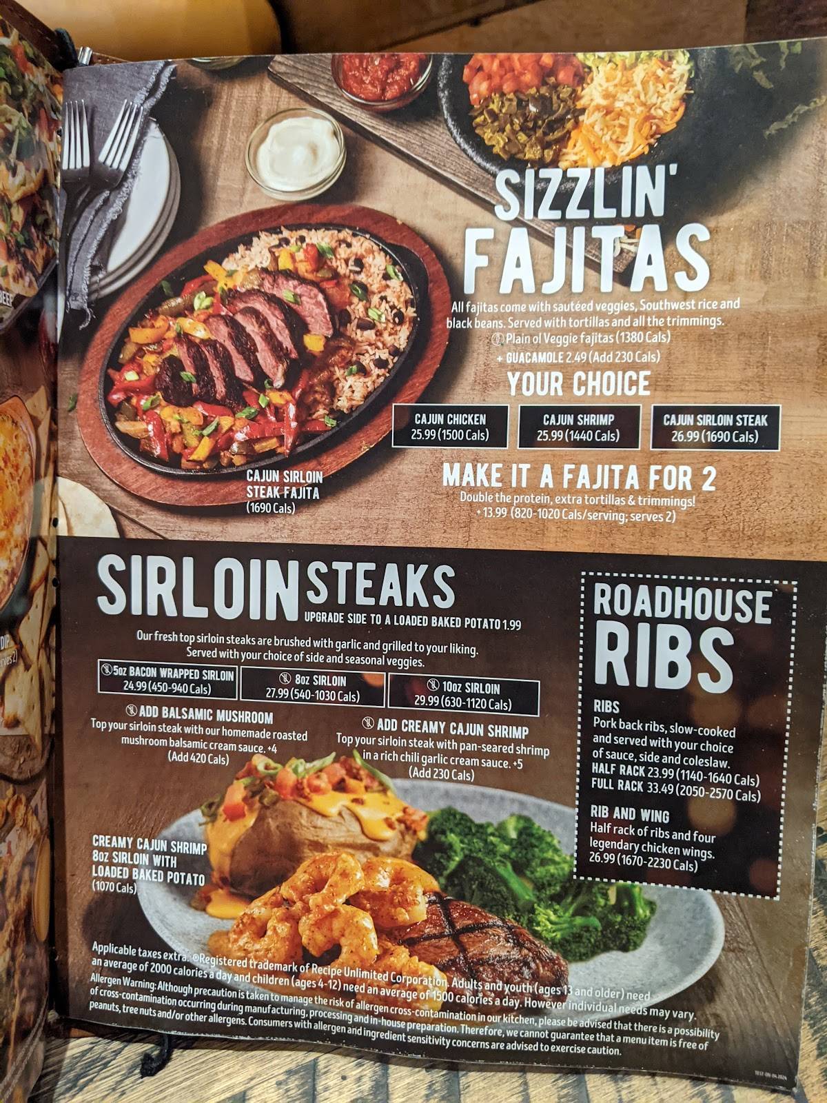 Menu de Kelseys Original Roadhouse