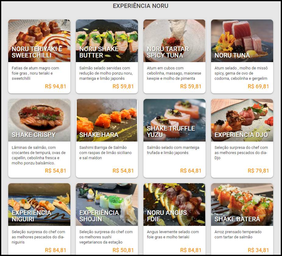 Norū Sushi Noroeste cardápio