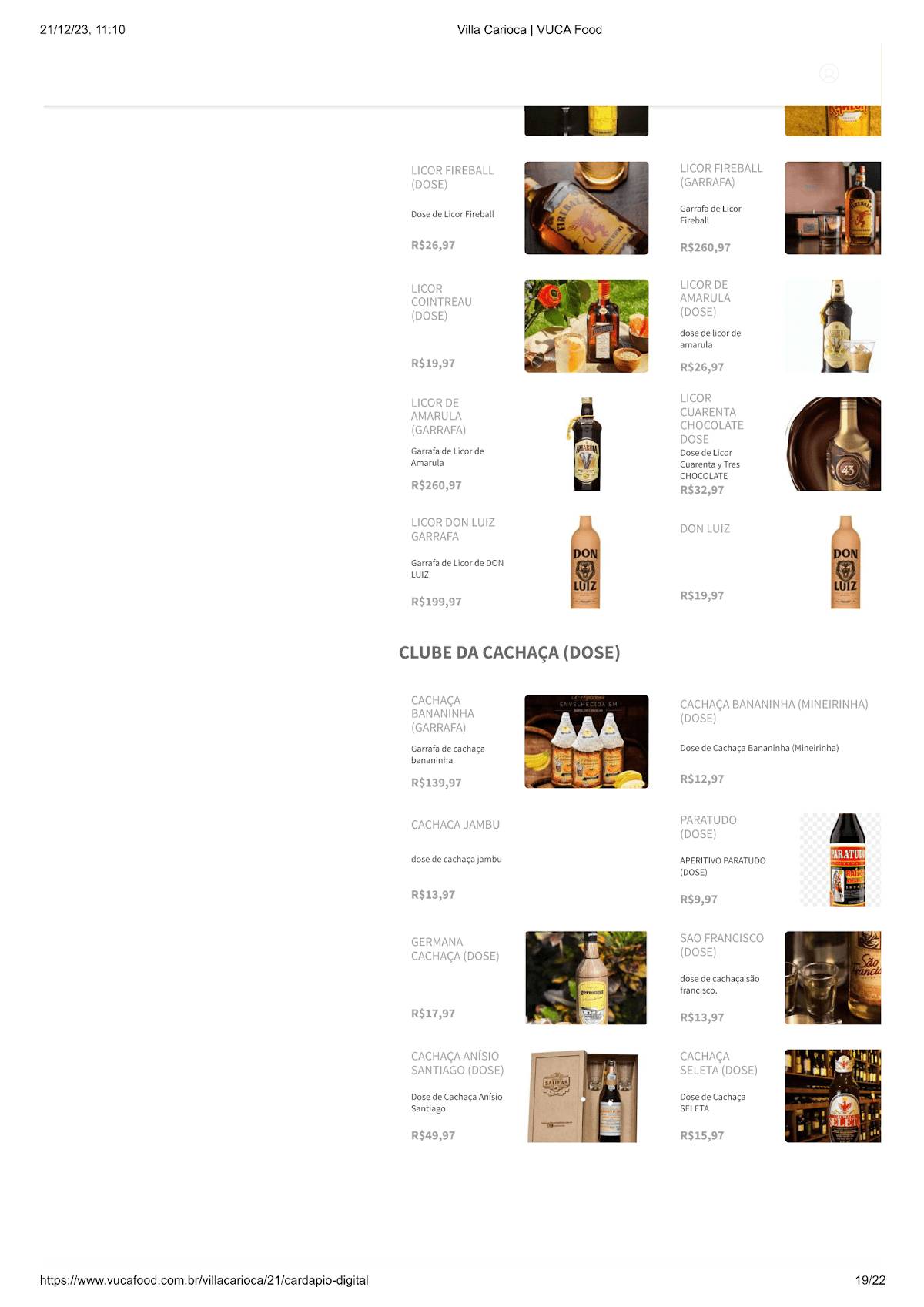 Villa Carioca: Happy Hour, Feijoada, Drinks, Churrasco, Águas Claras DF cardápio